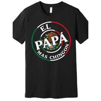 pinup rags tee Father’s Day El Papa Mas Chingon Funny Mexican Dad Premium T-shirt Funny men short sleeve graphic T-shirt series black
