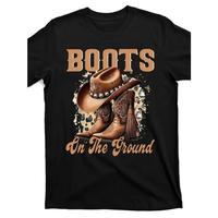 pinup rags tee [100% Cotton] Stylish Cowboy Boots On The Ground Western T-Shirt With Hat Design.