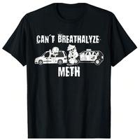Cotton Short Sleeve Oversized Crewneck Tops Trendy Tees Breathable Casual Shirts with Bold “CAN’T BREATHALYZE METH” Graphic Print Comfy Wear For Men Women