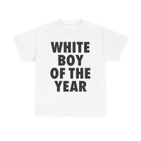 Cotton Short Sleeve T-Shirt WHITE BOY OF THE YEAR SHIRT – Man Menswear Oversized Tshirt Streetwear Casual Classic Cotton Shortsleeve