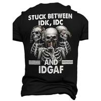 [3D Digital Skeleton Pattern T-shirt] Stylish Design Men’s 3D Digital Skeleton Pattern And Letter Print Crew Neck And Short Sleeve T-shirt, Stylish And Casual Tops For Summer Outdoors Wear