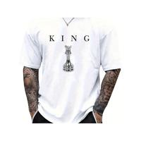 KING Men’s 180GSM Cotton T-Shirt – Black Chess King Graphic Print, Casual Short Sleeve Round Neck Tee for Casual Attire