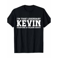 Funny ‘Kevin’ Graphic Tee for Men – 100% Cotton, Short Sleeve, Crew Neck T-Shirt with Geometric Design – Perfect for Casual Wear Fashion Menswear