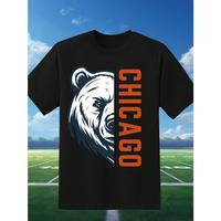 100% cotton heavy weightChicago Graphic TShirt Football Fan Gift Bear Graphic Shirt 180g Casual Fabric funny shirts marcus shirts black pro club fit shirt medium mandarincollarlinenshirt mandarin collar shirt light blueshirt guy