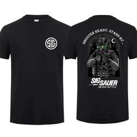 Sig Sauer Shooter Ready Stand By T-shirt, Unisex Short Sleeve Casual 100% Cotton, Sig Sauer Fan Gift