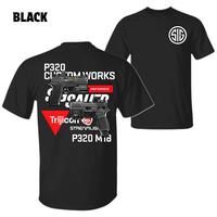 Sig Sauer P320 T-Shirt – Custom Works Graphic with Dual Pistol Illustration and Tactical Brands Inforce Trijicon Streamlight, Perfect for Gun Enthusiasts and Range Days, Unisex Shooting Shirt, 2A Tactical Tee, Menswear Tops