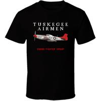 Men’s Short-sleeve Cotton T-Shirt – Casual Party Style with Tuskegee Airmen Red Tails Logo, Black Crew Neck, Machine Washable, Perfect for All Seasons Menswear Soft