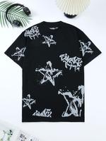 High Street Sunset Distressed Short Sleeve T-shirt for Men and Women Summer Hip Hop Oversize All-match T-shirt Crewneck Menswear Streetwear