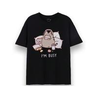 Pusheen Mens T-Shirt Adults I’m Busy Short Sleeve Graphic Tee In Black plus size shirt Top Jeans