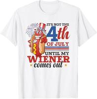 Men’s T-shirt 100% Cotton，Its Not A Party Until My Wiener Comes Out 4th of July Wiener T-Shirt