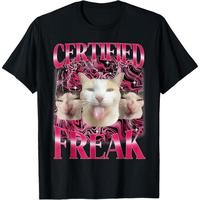 100% Cotton Certified Freak Eat Cement Cursed Cat Funny Cat Meme T-Shirt graphic tees ivan cornejo merch men gifts graphic tee graphic t-shirts men’s graphic tees