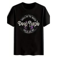 Men’s Retro Rock Band Pattern T-Shirt – Black Make Old Letter Short Sleeve Top with “Dark Purple” with Retro Logo,graphic tees men gifts ivan cornejo merch shirts men graphic t-shirts 90s graphic tees juneteenth t-shirt