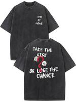 Adventure or lose the chance vintage washed high quality cotton pattern T-shirt men’s T-shirt old summer clothing dropped shoulder sleeves round neck short sleeve top