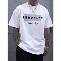 Men’s Letter Print Round Neck Tee, Men’s Summer Clothes, Summer Outfits, Regular Fit Casual Streetwear Short Sleeve Crew Neck T-Shirt for Summer, Graphic Tees, Fashion Men’s Top for Daily Wear, 90s Clothes