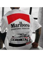 Rio Moda Unisex White Oversize Cotton T-shirt -Marlboro Printed Top Streetwear