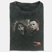 Retro Halloween Graphic T-Shirt, Ghost Face, Michael Myers, Horror Movie Shirt, Horror Character, Funny Halloween Shirt, Unisex Streetwear T-Shirt