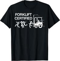 [Cotton graphic tees]Casual shortsleeve tops for men Forklift Certified T-Shirt Fabric Menswear