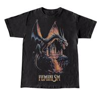 Feminism Dragon Fantasy Tee, Vintage Graphic Unisex Cotton Shirt