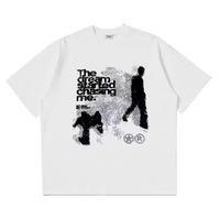 Men Tshirt Oversized Cotton Short Sleeve Shadow Print Y2k Top Tees Harajuku Streetwear Vintage Graphic Korean Aesthetic Clothing