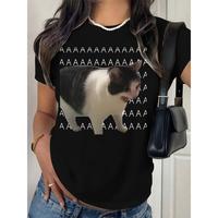 Harajuku-Inspired Funny Cat Printed Tee – Casual Short Sleeve for Men and Women