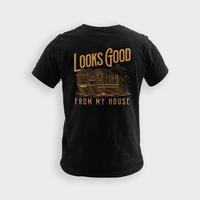 Blue Collar Carpenter Style “Looks Good From My House” Graphic Tee Comfortable Daily Wear Cotton Shirt for Men and Women