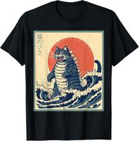 Funny Catzilla Cat Japanese Art Cat Tees For Men Women Kids unisex T-Shirt