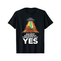 Ancient Astronaut Theorists Say Yes Pyramid Print T-Shirt Fashion Cotton Top Short-Sleeved Crew Neck Casual Summer Tee for Men – Tropical