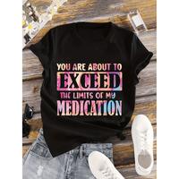 Plus Size Women Gradient Print T Shirt Short Sleeve Crew Neck Casual Black With Colorful Text Design Spring Summer Everyday Tee Geometric Print Smooth Stretchy Material
