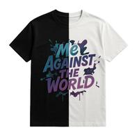 Fashion Designer T Shirts Cotton Graphic Tees With Bold ‘Me Against The World’ Graphic Tee – Stand Your Ground, Men Gifts, Casual Top Men’s Graphic Tees
