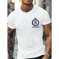 100% Cotton High Quality Men’s Retro Cruz Azul Football Club Tee – Short Sleeve Round Neck Shirt