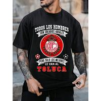 100% Cotton 180g High Quality Toluca Football Fans-Men’s Tee Retro Style Graphic T-Shirt – Soft & Comfortable Crew Neck Short Sleeve Tee with Bold Portrait Print, Hip Hop Streetwear Fashion Top for All Seasons, Casual Round Neck Cotton Shirt
