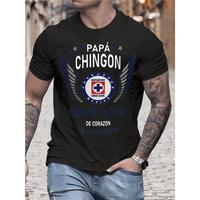 Cruz Azul Football Club – themed Text and Emblem Print T-shirt, All – Season Wear Black 100% Cotton 180g Heavyweight, S – XXXL