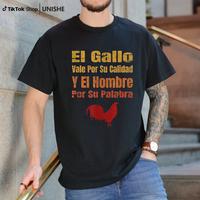 Quality Men’s Rooster Shirt – Black Tee with Red Rooster Art, Ideal Gift for Rooster Enthusiasts