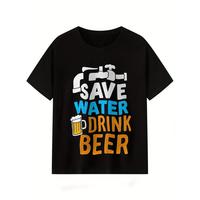Charismatic Men’s Tee – ‘Save Water, Drink Beer’ for Sports, Fun, and Gifting