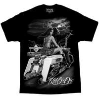 Ride Free Or Die Men’s Skeleton Biker Black Tee XL Biker Gear