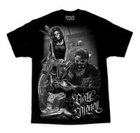 Ride Free Or Die XL Black Skeleton Biker Tee Motorcycle Culture, Ride Or Die FTW Chicano Art T Shirt