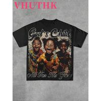 Vhuthk (220 cotton T-shirt) men’s summer round neck short sleeve casual cotton with print Y2K style Coral Asian