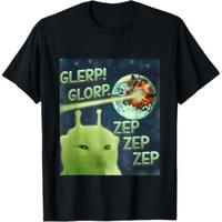 Glerp Glorp Funny Alien Cat Meme, Brainrot Tee, Costume T-Shirt