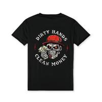 Men’s 100% Cotton Casual Crew Neck T-Shirt – “Dirty Hands Clean Money” Skull Graphic, Short Sleeve, Soft and Comfortable, Ideal for All Seasons
