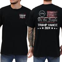 We The People Trump Vance 2024 2-Side T-shirt, Trump 2024 Shirt, Casual Menswear, Cotton Short Sleeve Shirt, Classic Men’s Tops Comfort Check Streetwear Tshirt Fitted Love Crewneck Human