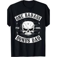 Men’s Letter Print Round Neck Tee [Funny Bonus Step Dad T-shirt] One Badass Bonus Step Dad Funny Gift Birthday Stepdad T-shirt With Fancy Print