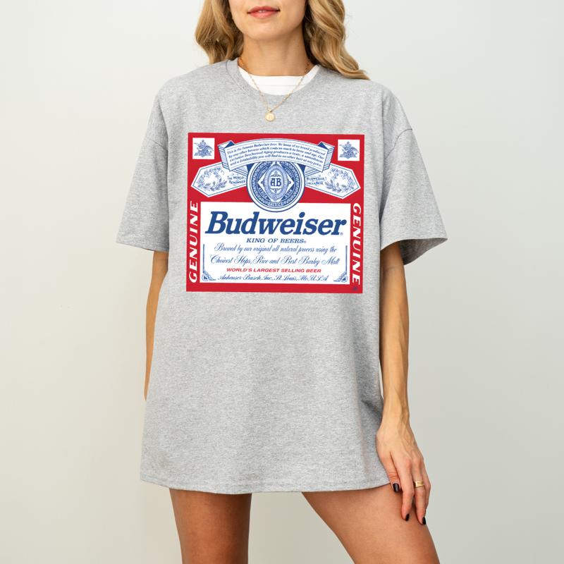 King of beers Bud t shirt Womenswear Cotton Top Love Streetwear Check