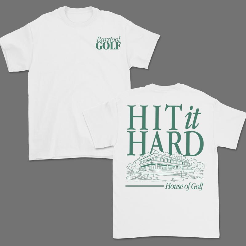 Barstool Golf HIT it HARD Graphic Shirt, Vintage Cotton Apparel for Men and Women, Trendy Golf Gift, House of Golf Design Casual Fabric Top Unisex Menswear