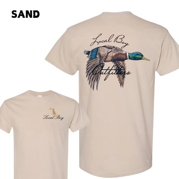 Local Boy Outfitters 2-Sided T-Shirt – Mallard Duck Flying & Moon Hunting Dog Graphic, Outdoor Hunting Apparel, Unisex Hoodie & Sweatshirt Gift for Men & Women