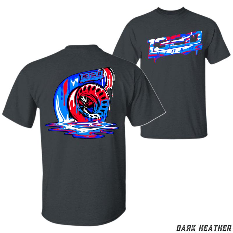 1320VIDEO TURBO DRIP 2.0 T-SHIRT, melting turbo graphic for speed fans, breathable cotton feel, men’s casual fit, hot season style Menswear Tops