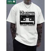 Men’s Retro Graphic Cotton T-Shirt – “It’s an Old School Thing” Vintage Cassette Tape Design, Soft Crew Neck, Casual Summer Tee, 100% Cotton, Machine Washable, Cotton T Shirts
