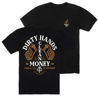 Dirty Hands Clean Money Fastened T-Shirt, Heavy Machinery Graphic Tee, Soft Cotton Workwear Shirt, Blue Collar Apparel for Men by Troll Co Classic Menswear
