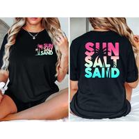 Sun Sand Salt Beach Shirt, Retro Shirt, Trendy Beach Shirts for Women, Summer Vacation Shirts, Womens Oversized Beach Shirt