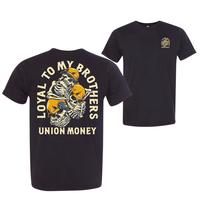 Loyal to My Brothers Union T-Shirt, Brotherhood Skull Graphic Tee, Construction Worker Tee, Blue Collar Pride Apparel for Men, Durable Workwear Gift
