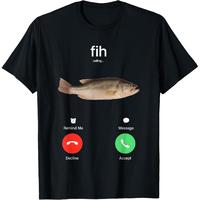 100% Cotton Fih Calling Remind me Message Decline Accept Phone Call Fish T-Shirt